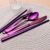 (Purple) - Portable Stainless Steel Flatware Set, Travel Camping Cutlery