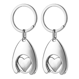 DSLSQD Shopping Trolley Token Keyring Shopping Trolley Token Removable Shopping Trolley Key Ring Stainless Steel Shopping Trolley Token for Shopping Pack of 2, 色