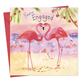 Twizler Engagement Card with Flamingos - On Your Engagement Card - Engagement Card for Couples - Engagement Card For Friends - Happy Couple to Be Card - Nearly Married Card
