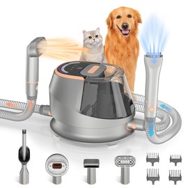 ENCHE Pet Grooming Kit, 9-in-1 Dog Hair Kit with 4.5L Dust Cup, 18Kpa Suction, 1000W Hot Air Dryer, 3 Adjustable Modes, LED Display, Grooming Clippers and Shedding for Dogs and Cats
