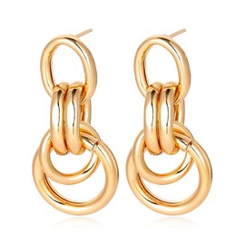 Gold Flower Earrings for Women Gold Chunky Statement Earrings Flower Dangle Drop Earrings Boho Earrings Gifts for Women