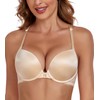 Lemorosy Women's Push Up Bra with Underwire Front Lockable V-Neck