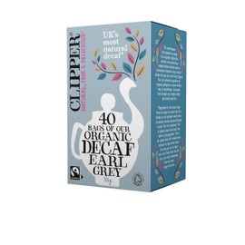 Clipper Fairtrade Organic Decaf Earl Grey Tea Bags | Natural, Unbleached, Plant-Based Biodegradable & Non GM Black Tea | Eco Conscious Decaffeinated Tea Bags | Individually Wrapped (40 Teabags)