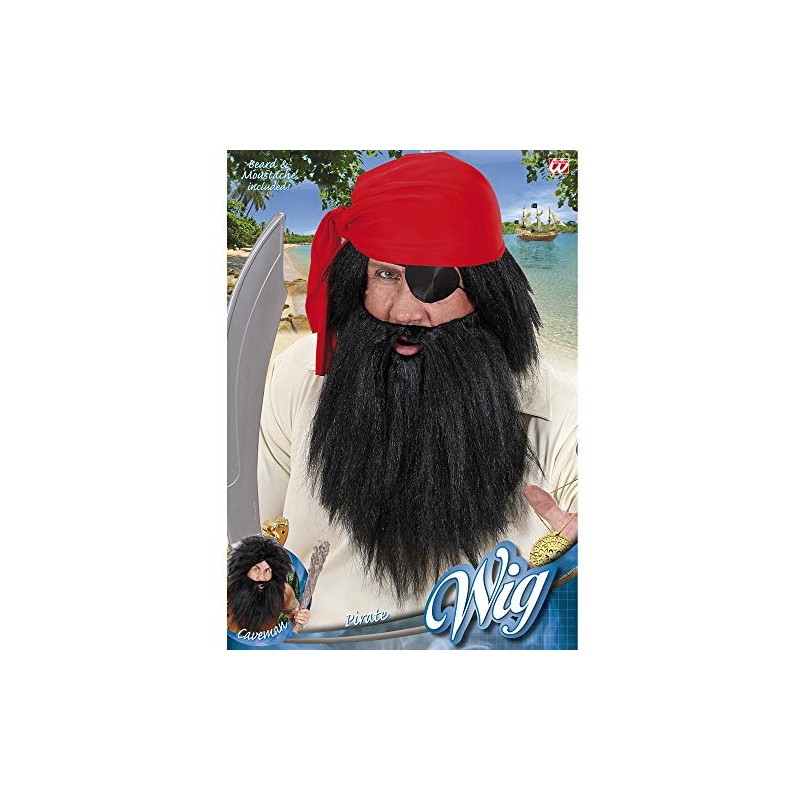 Mens Black Caveman - Pirate withBeard Wig for Hair Accessory