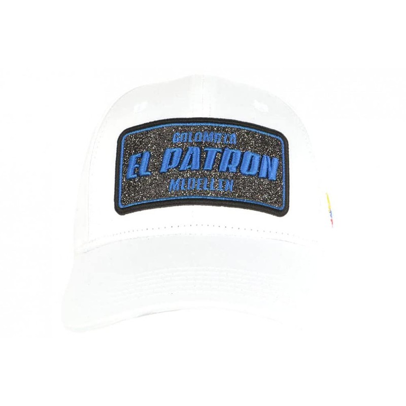 El Patron Cap White Blue Rhinestone Silver Colombia Baseball -