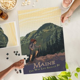 Lantern Press 1000 Piece Jigsaw Puzzle, Maine, Hiking Scene, The Way Life Should Be