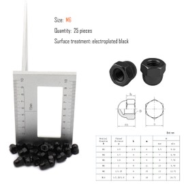 SCXCLY 25pcs Acorn Cap Nuts, M6 Thread Dia Acorn Cap Nut, 304 Stainless Steel (Black)
