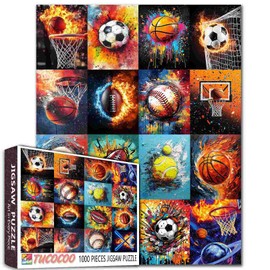 Tucocoo Graffiti Sports Balls Jigsaw Puzzle 1000 Pieces Basketball Soccer Ball Art Puzzles for Adults, Abstract Colorful Ball Collage Artwrok DIY Puzzles for Challenging Family Games Home Decor Gifts