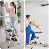 3 Step Ladder, Portable Steel Folding Step Stool with Wide