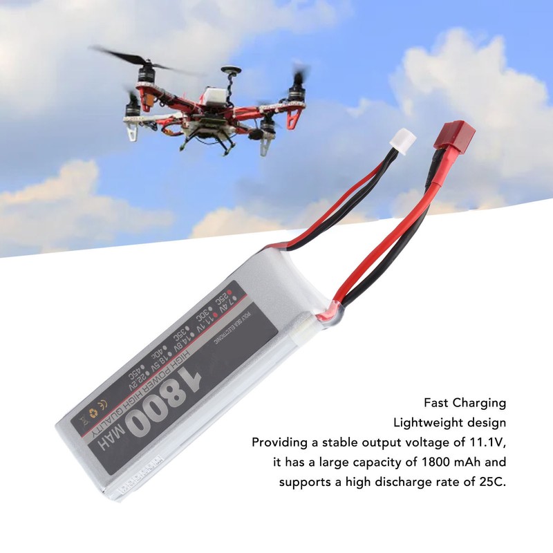 LiPo Battery Pack 11.1V 3S 1800mAh 25C Rechargeable LiPo Battery