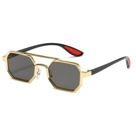 willochra Metal Frames Sunglasses For Men Women Fashion Double Bridges Sun Glasses Luxury Outdoor Driving Eyewear F27, Gold Black