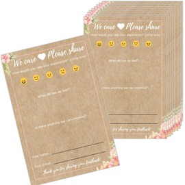 Onmlkkd 50 Suggestion Cards Comment Cards Airbnb Essentials for Hosts Restaurant Supplies Guest Review Cards Business Review Cards Suggestion Box Cards Kraft Style White Words