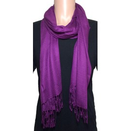100% Natural Pure Silk Scarf, Solid Color Plain Scarves Soft Winter, Purple