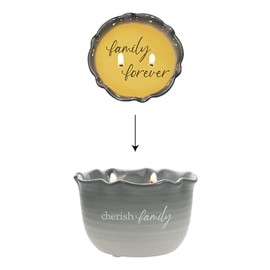 Pavilion - Cherish Family - 11 Oz Soy Wax Single Cotton Wick Jasmine Scented Surprise Hidden Secret Message Housewarming Encouragement Wife Mom Gift Present