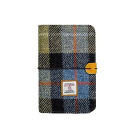 Harris Tweed A6 Notebook Binder 6 Ring, Wool Fabric Soft Cover Refillable A6 Binder, 80 Pages for A6 Refill Paper and A6 Planner Inserts, Notebook Journals for Writing, A6 Size 80 Pages (Blue & Brown