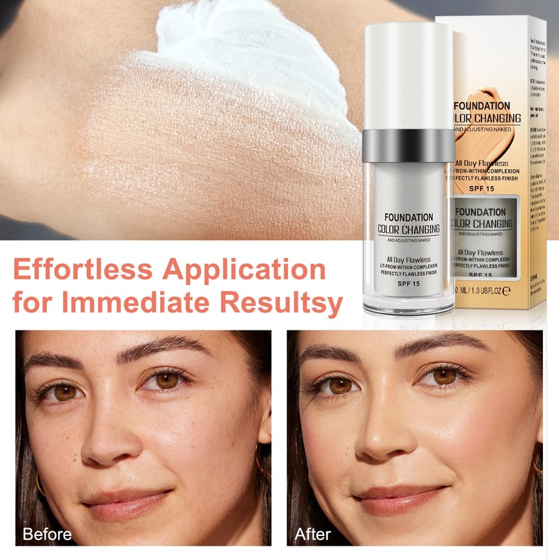 Color Changing Foundation, 2Pcs Base Makeup Foundation Color Changing with