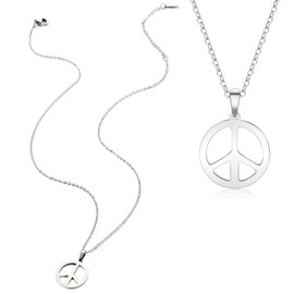 Peace Sign Necklace Peace Symbol Necklace Gothic Punk Biker Rock Hip Hop Pendant Necklace Hippie Pendant Necklace for Men Women - Silver