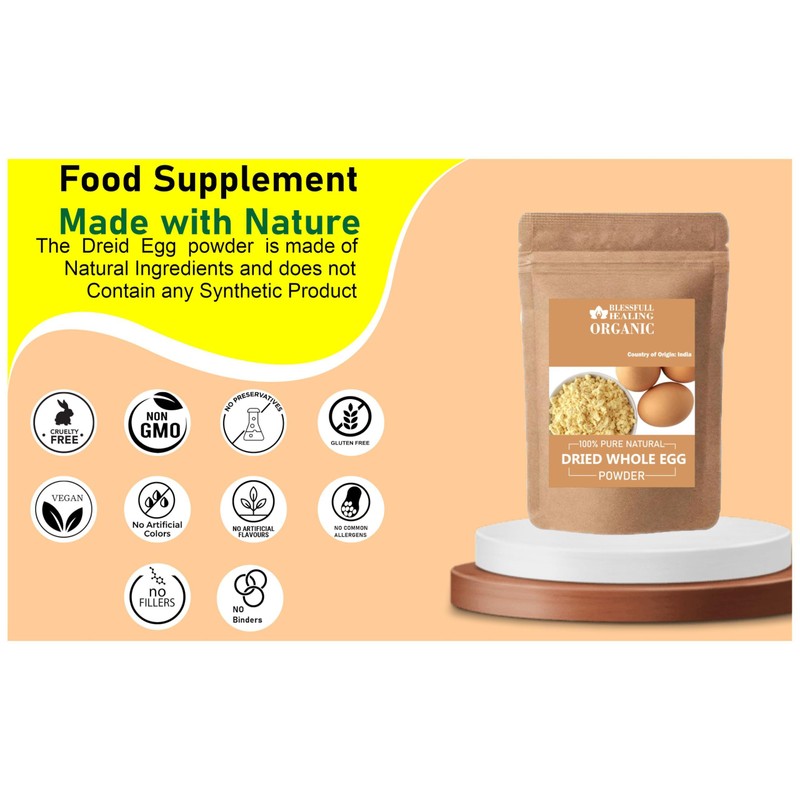 Blessfull Healing Organic Dried Whole Egg Powder 100% Pure Natural