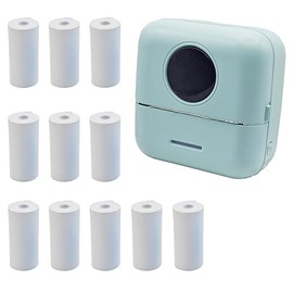 Zplumestarxx Mini Portable Printer Inkless Sticker Printer with 11 Rolls Paper Bluetooth Mini Smart Pocket Printer Portable Receipt Printer Inkless Thermal Printer for iOS&Android Green