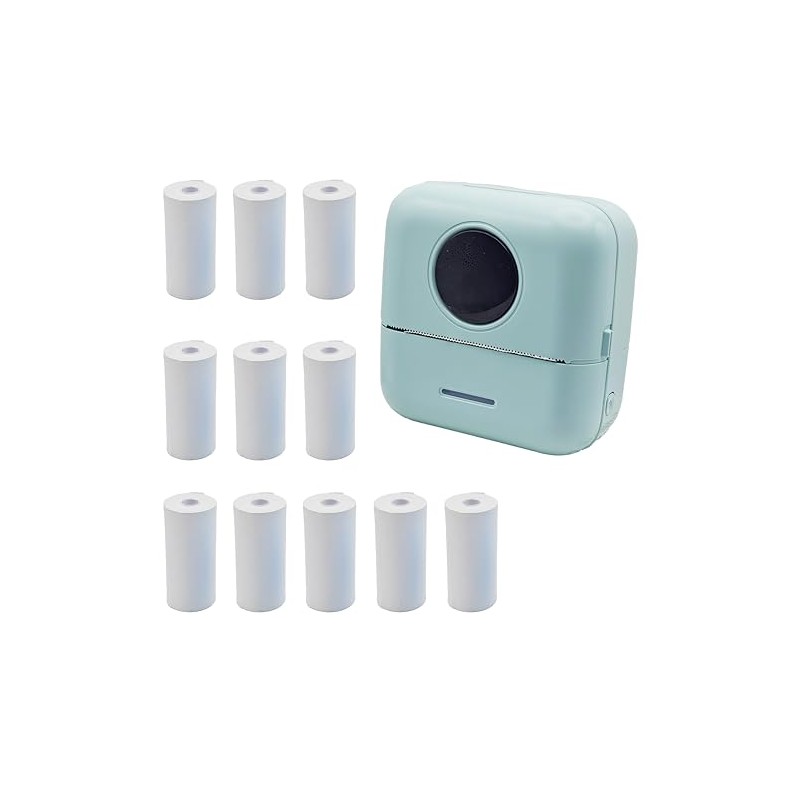 Zplumestarxx Mini Portable Printer Inkless Sticker Printer with 11 Rolls