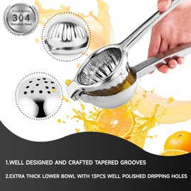 Premium Lemon Squeezer, Extra Large Manual Juice Extractor - Maximize Juice Extraction with Ergonomic, Commercial-Grade Stainless Steel Design