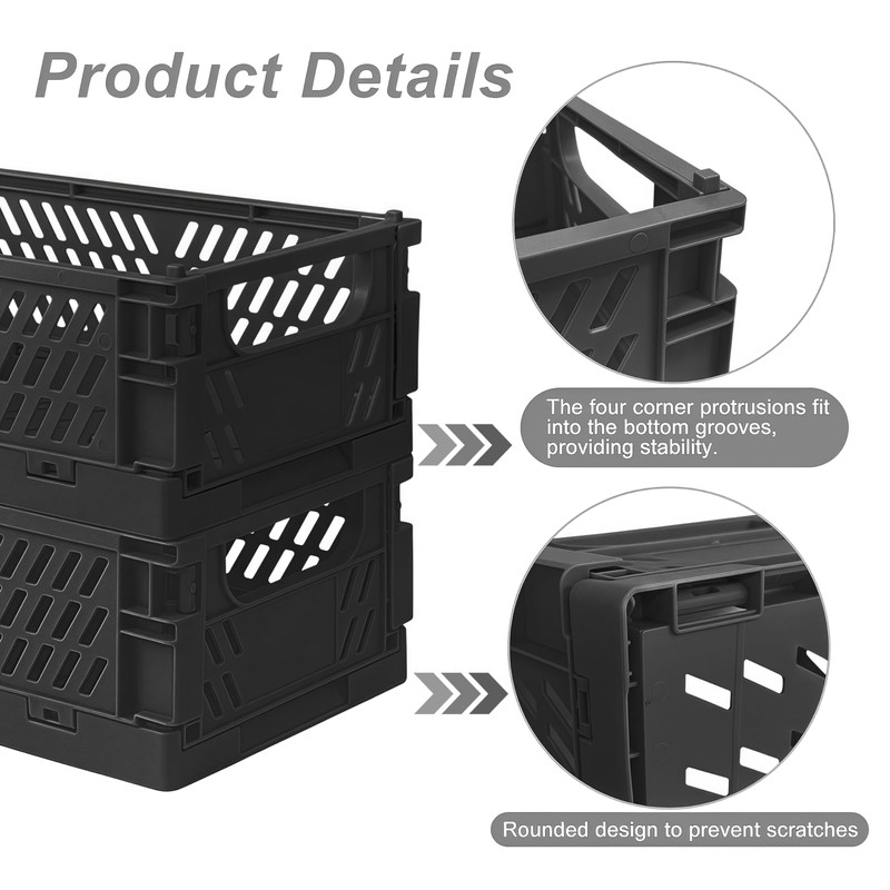 2 Pack Mini Foldable Small Plastic Baskets for Organizing and