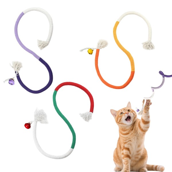 Xqzbmt 60cm Cat Toys with Bell, Kitten Teething Toys, Cat
