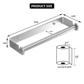 Aheucndg Paper Towel Holder for Kitchen, Wall Mount Paper Towel Holder, for Kitchen or Bathroom Self-Adhesive or Drill Mounting Paper Roll Holder Under Cabinet (Silvery 2Pack)