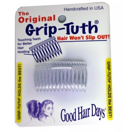 Good Hair Days 4 Combs x Good Hair Days Grip-Tuth® 1 3/4" Clear Shorty Combs Made in USA 40162