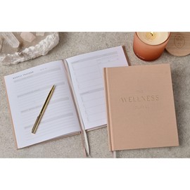pf+a Wellness Self Care Journal, Linen Hardcover, 160 Pages (Mocha Wellness)