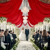 ROMANKAS Ceiling Drapes for Weddings Red Sheer Draping Fabric 5x15FT