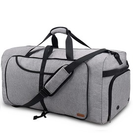 100L Trave Duffle Bag for Men, Foldable Large Duffle Bag for Travel with Shoe Compartment, Gym Overnight Weekender Bag for Men Women, Waterproof & Tear-Resistant, Gray