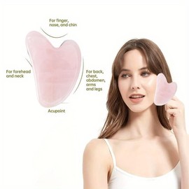 Scraping facial tools&Guasha Board Scraping tools Scraping jade manual massage tools; Used for facial contour shaping, reducing edema and relieving muscle tension; 96% buyers' choice of two-in-one combination; Birthday gift for girlfriend - Color: pink