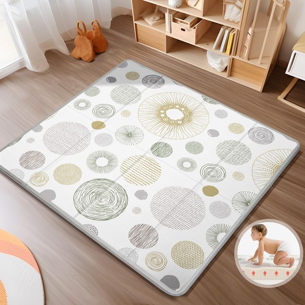 Foldable Baby Play Mat, PIGLOG 50x50 Playpen Mat, 0.6in Thick