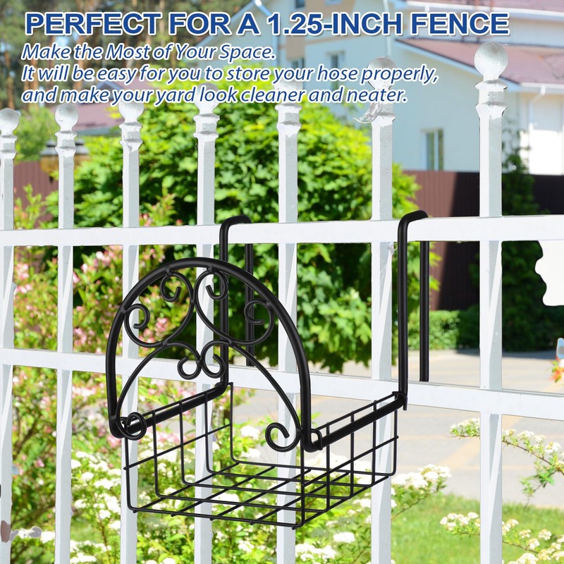 Wonderjune 2 Pack Hose Holder Wall Mount with Tool Storage
