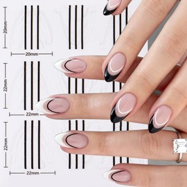 JERCLITY 8 Pieces French Tip Stencil French Tip Stickers Guide Hollow Grid Pattern Nail Stencils for Nails