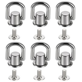PATIKIL 21x8x6mm D Rings for Purse, 24 Set Spikes for Clothes Metal Button Spikes Screw Kit Flat Head Rivets Screw DIY Leather Hardware Trim Craft, Chrome Color