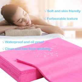 100Pcs Disposable Bed Sheets,31''x71'' Waterproof Massage Table Sheet Protector Non Woven Fabric Bed Cover for Massage Therapy Tattoo Beauty Salon Hotels Esthetician (Pink)