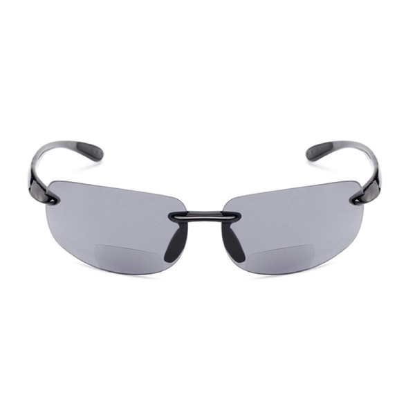 The Isaac Bifocal Reading Sunglasses Glasses, Unisex Sport and Wrap Around Rimless Safety Sun Readers + 2.50 Black