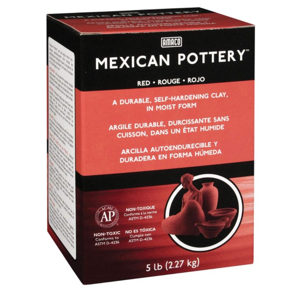AMACO 216306 Mexican Self-Hardening Clay, 5-Pound, Red