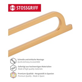 Gedotec Furniture Handles - Metal Cabinet Door Handles | Omega | 1 Piece Narrow Handles in Brass - Gold | Cabinet Handles Length: 190.5 mm | Handles for Kitchen Cupboards Door Handles Drawer Handles