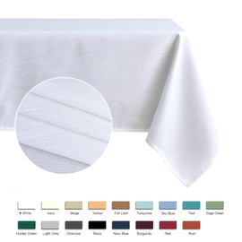 maxmill Jacquard Tablecloth Swirl Design Water Resistance Antiwrinkle Heavy Weight Soft Table Cloth for Buffet Banquet Parties Event Holiday Dinner Rectangle 60 x 84 Inch White