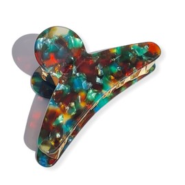 DG Women French Hair Claw clip, Acetate Hair Claw medium size claw clip beautiful hair piece gift for women gift for her, tight grip hair jaw French barrette (RAINFOREST)