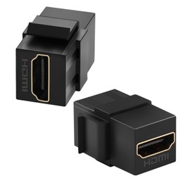 QIANRENON HDMI 2.0 Keystone Jack HD Display Coupler Module 4K HDMI Female to Female Keystone Panel 180° Angle Connector HDMI 2.0 Keystone Wall Plate HDTV Socket Adapter, for Wall Plate,Black,2Pcs