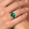 925 Silver and 10K Yellow Gold Green Nano Emerald Black