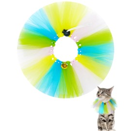 PET SHOW Easter Dog Tutu Collar with Bell Drawstring Tutu Dress for Small Dogs Cats Adjustable Scarf Colorful Pets Costume Party Holiday Puppy Skirt Neck Accessories (Easter)