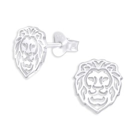 Monkimau Earrings lion stud earrings made of 925 sterling silver, Sterling Silver