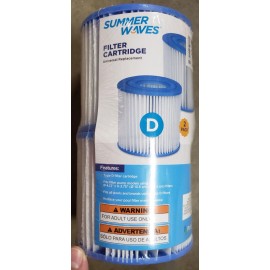 Summer Waves Pool Filter Cartridge Type D - 2 Pack - NEW