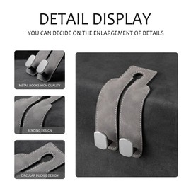 YGCQFH 2 Pcs Car Hooks, Car Seat Back Double Hook, Car Seat Hooks, Car Headrest Hook,Car Hanger Storage, Car Seat Back Organizer for Bags, Purses, Handbags(Grey)
