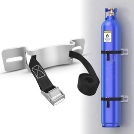 1 Pcs Gas Cylinder Wall-Mounted Bracket, Gas Cylinder Fixed Rack Gas Cylinder Floor Mount Storage Stand with Screws and Safety Nylon Belt, Suitable for RV Propane Tank Holder